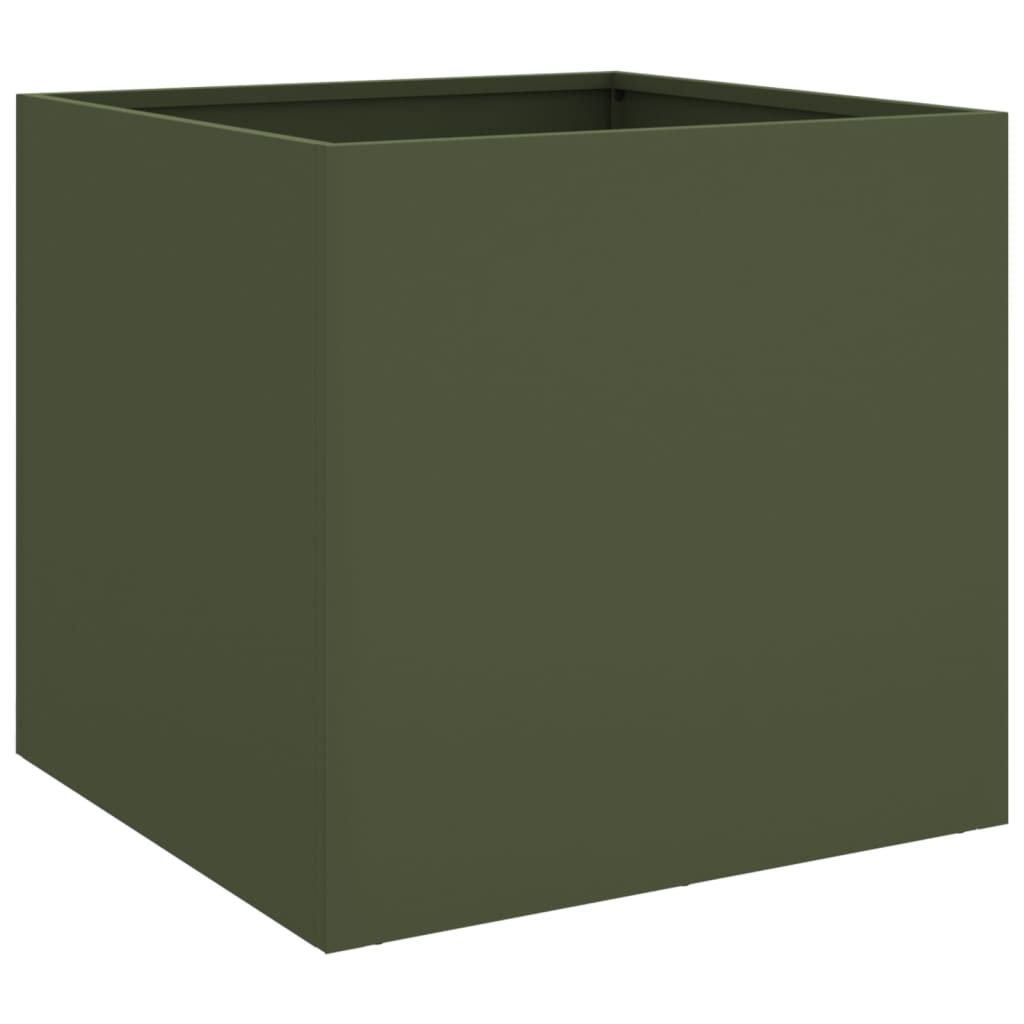 vidaXL Donice, 2 szt., oliwkowa, 49x47x46 cm, stal