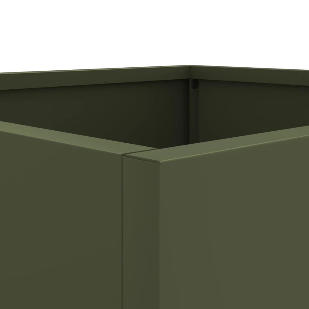 vidaXL Donice, 2 szt., oliwkowa, 49x47x46 cm, stal