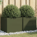 vidaXL Donice, 2 szt., oliwkowa, 49x47x46 cm, stal