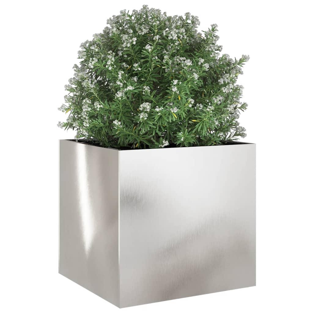 vidaXL Donica, srebrna, 49x47x46 cm, stal nierdzewna