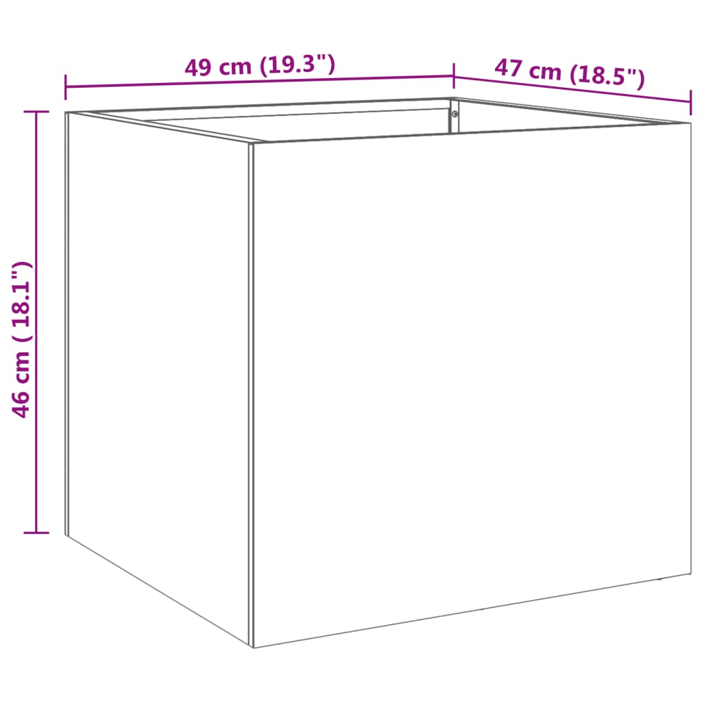 vidaXL Donica, srebrna, 49x47x46 cm, stal nierdzewna
