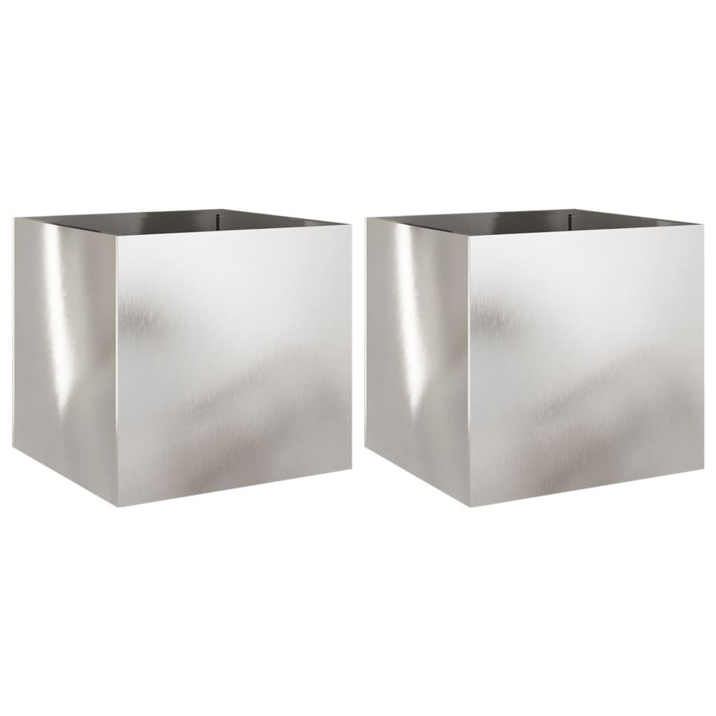 vidaXL Donice, 2 szt., srebrne, 49x47x46 cm, stal nierdzewna