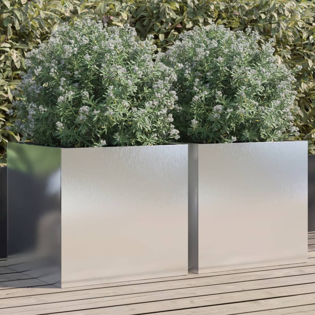 vidaXL Donice, 2 szt., srebrne, 49x47x46 cm, stal nierdzewna