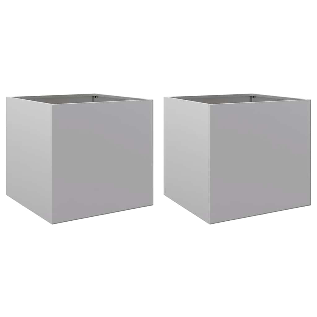 vidaXL Donice, 2 szt., srebrne, 49x47x46 cm, stal galwanizowana