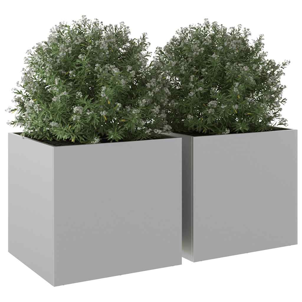 vidaXL Donice, 2 szt., srebrne, 49x47x46 cm, stal galwanizowana
