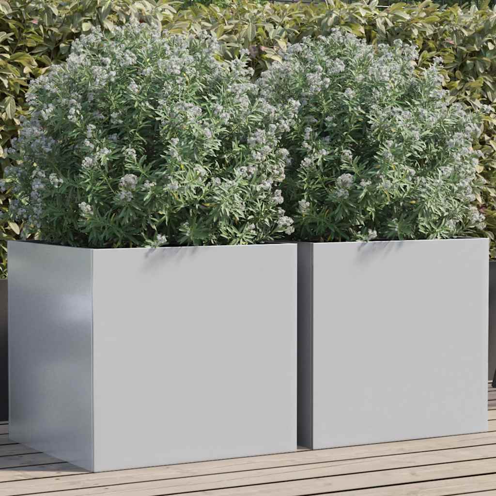 vidaXL Donice, 2 szt., srebrne, 49x47x46 cm, stal galwanizowana