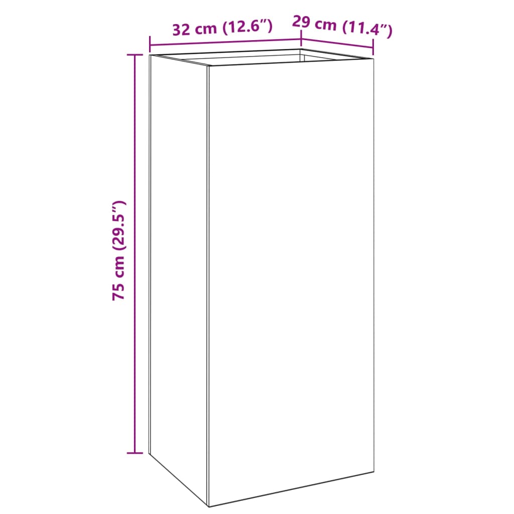 vidaXL Donica, oliwkowa, 32x29x75 cm, stal