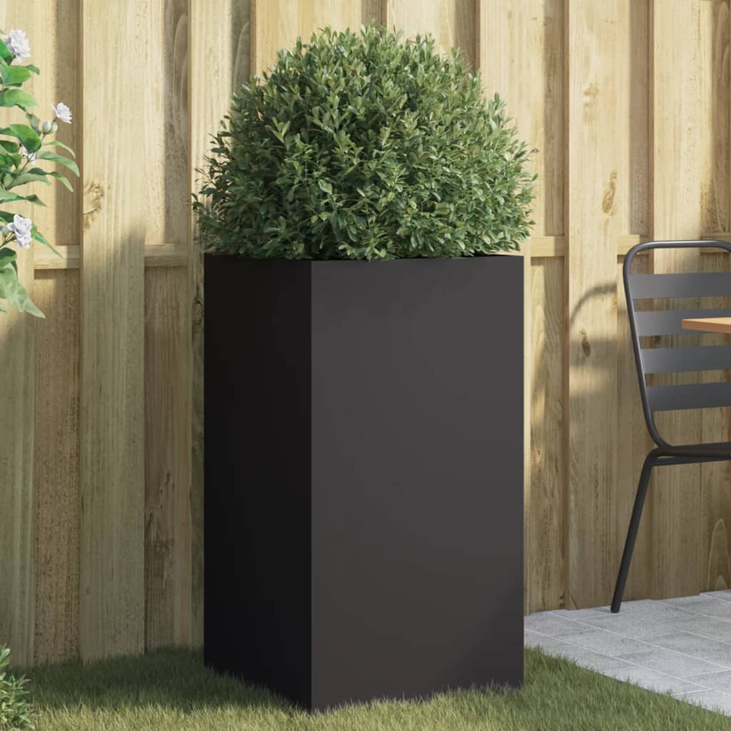 vidaXL Donica, czarna, 42x38x75 cm, stal