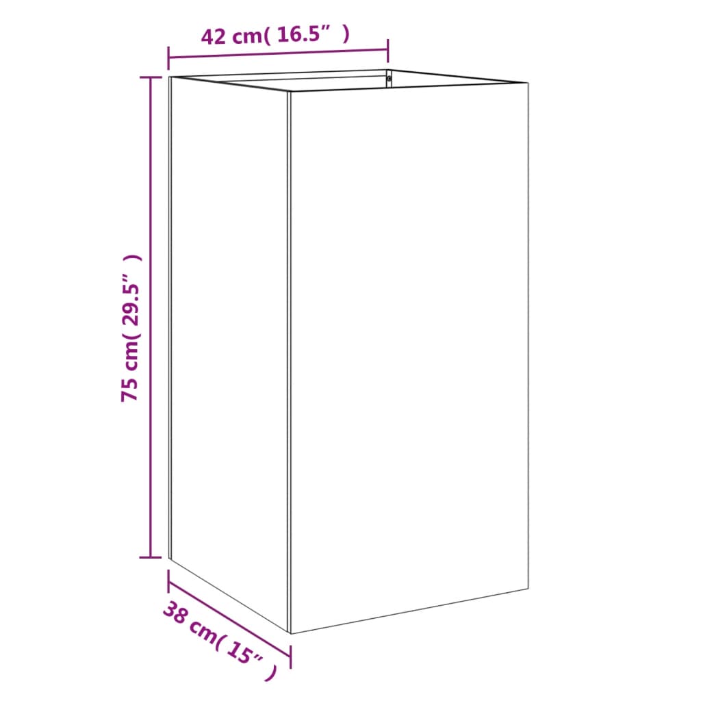 vidaXL Donica, antracytowa, 42x38x75 cm, stal