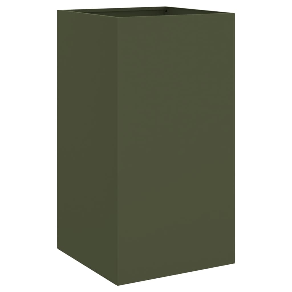 vidaXL Donica, oliwkowa, 42x38x75 cm, stal
