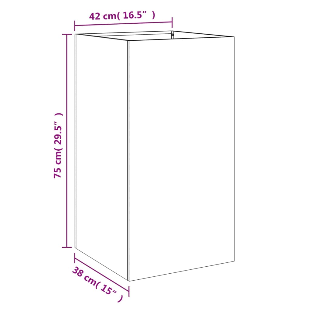 vidaXL Donica, oliwkowa, 42x38x75 cm, stal
