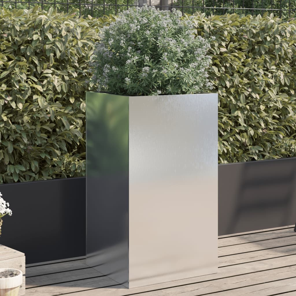 vidaXL Donica, srebrna, 42x38x75 cm, stal nierdzewna