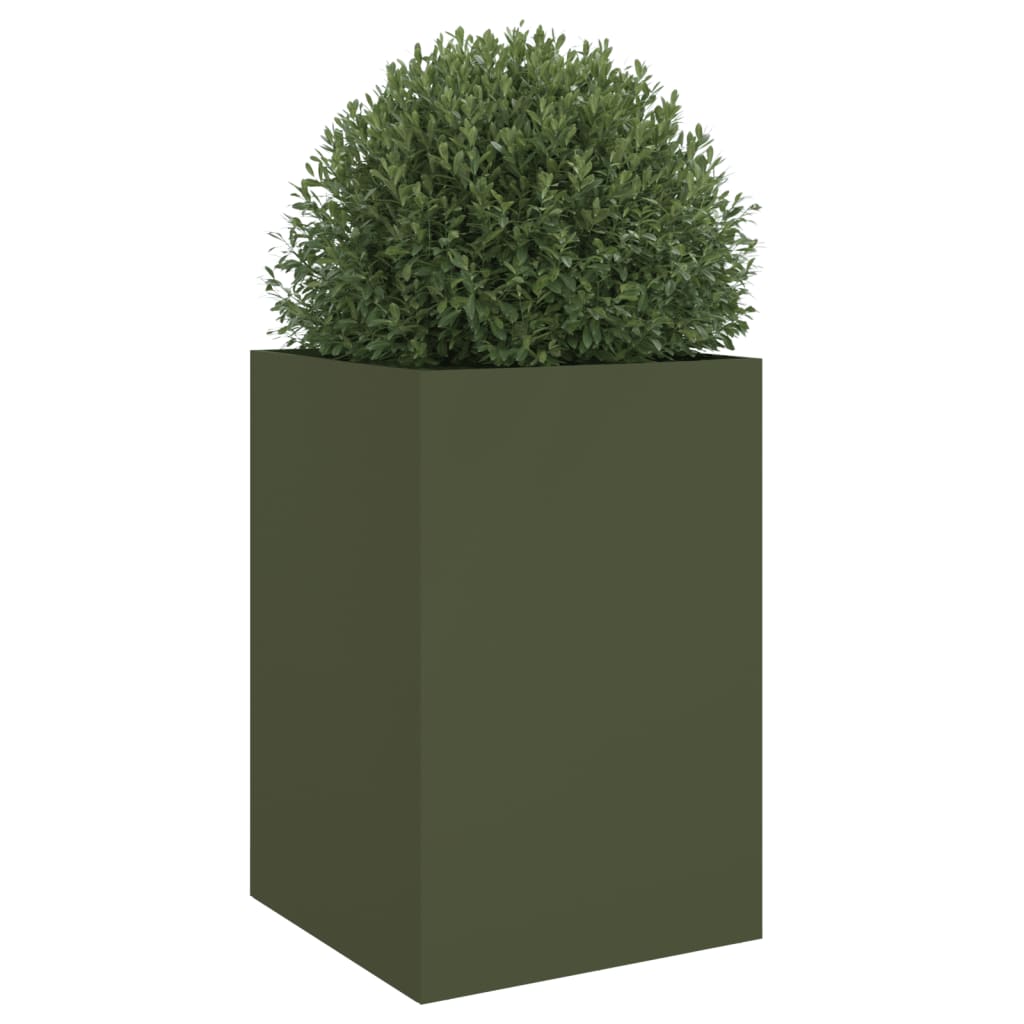 vidaXL Donica, oliwkowa, 52x48x75 cm, stal