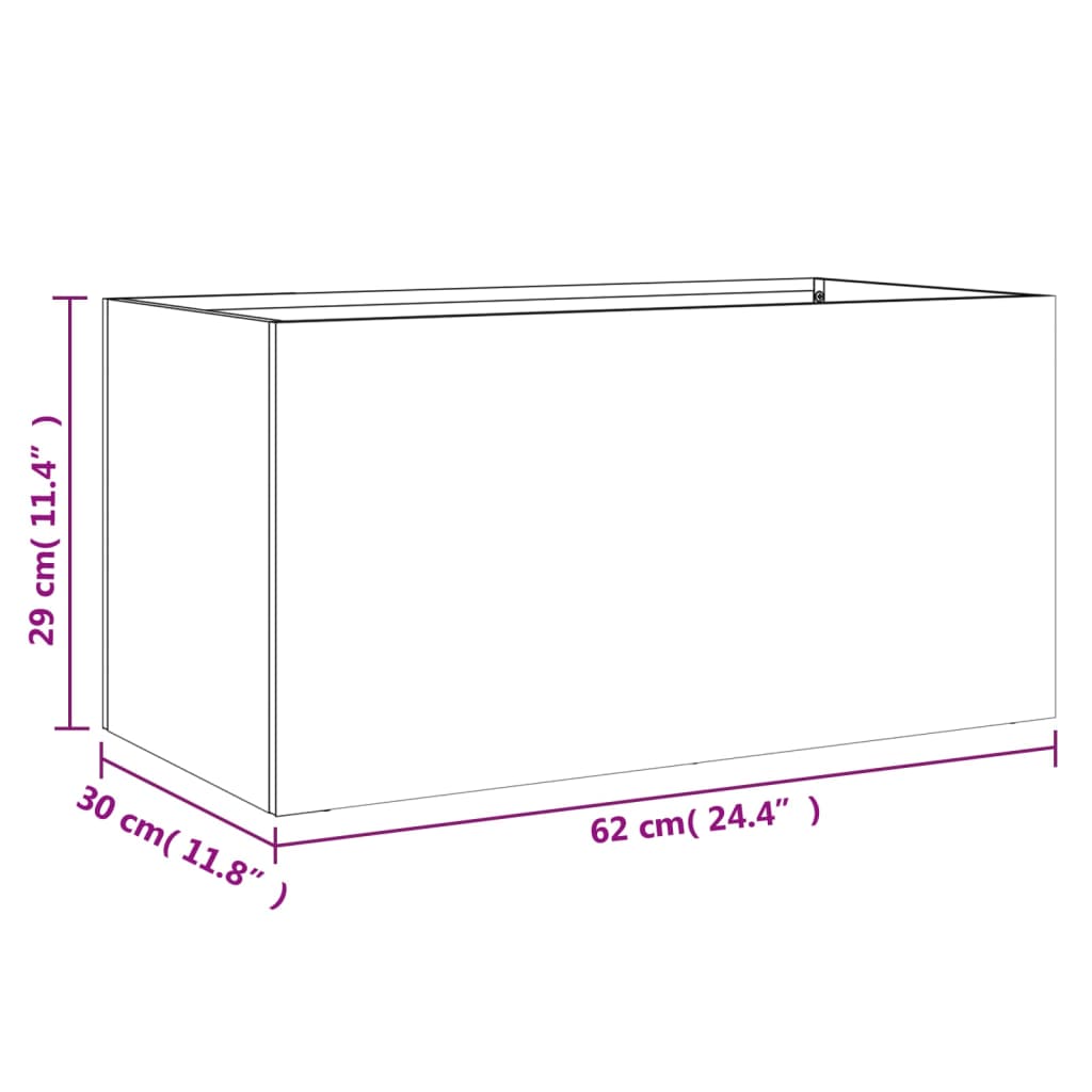 vidaXL Donica, czarna, 62x30x29 cm, stal