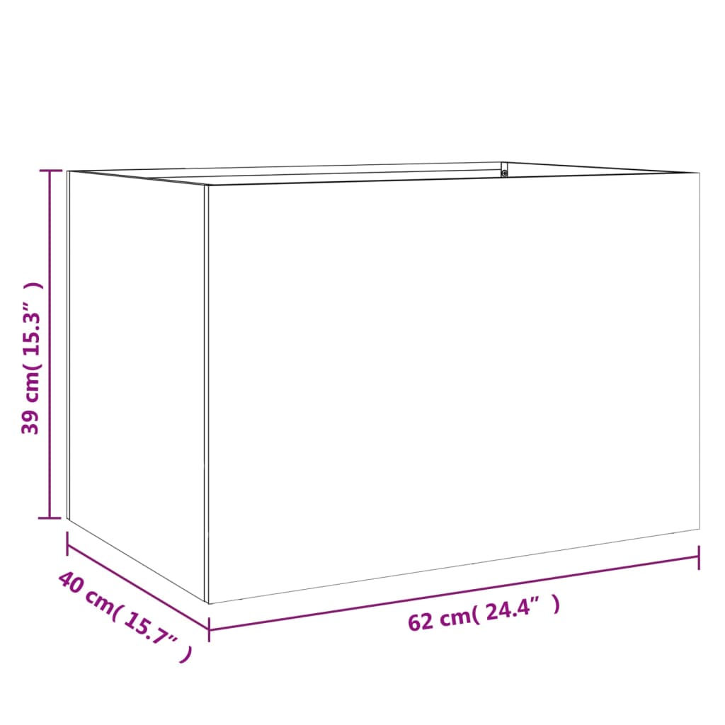vidaXL Donica, oliwkowa, 62x40x39 cm, stal