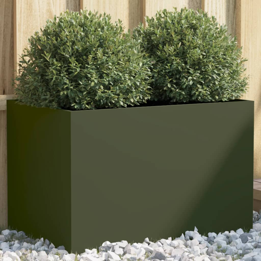 vidaXL Donica, oliwkowa, 62x40x39 cm, stal