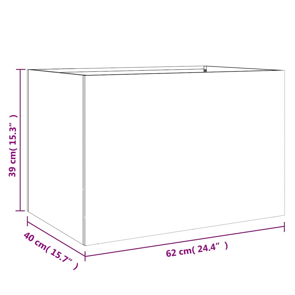 vidaXL Donica, srebrna, 62x40x39 cm, stal nierdzewna