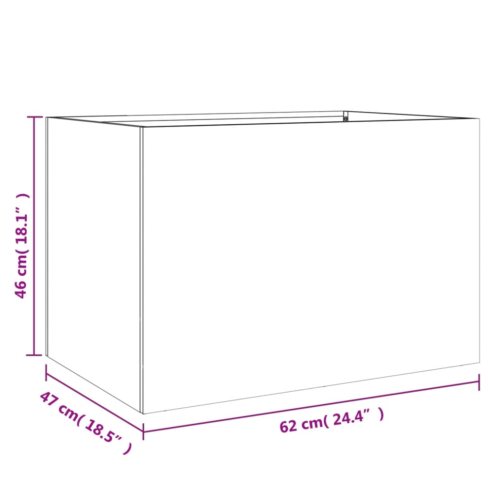 vidaXL Donica, biała, 62x47x46 cm, stal