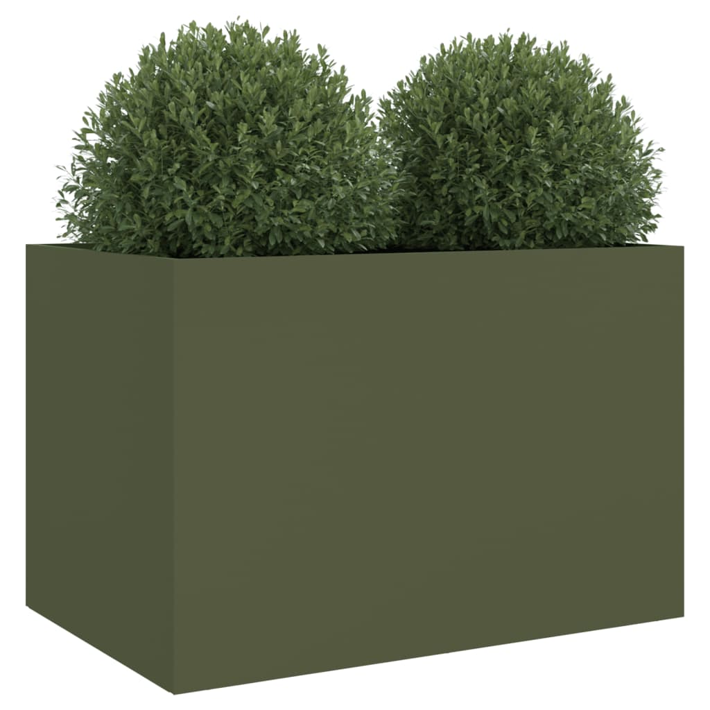 vidaXL Donica, oliwkowa, 62x47x46 cm, stal