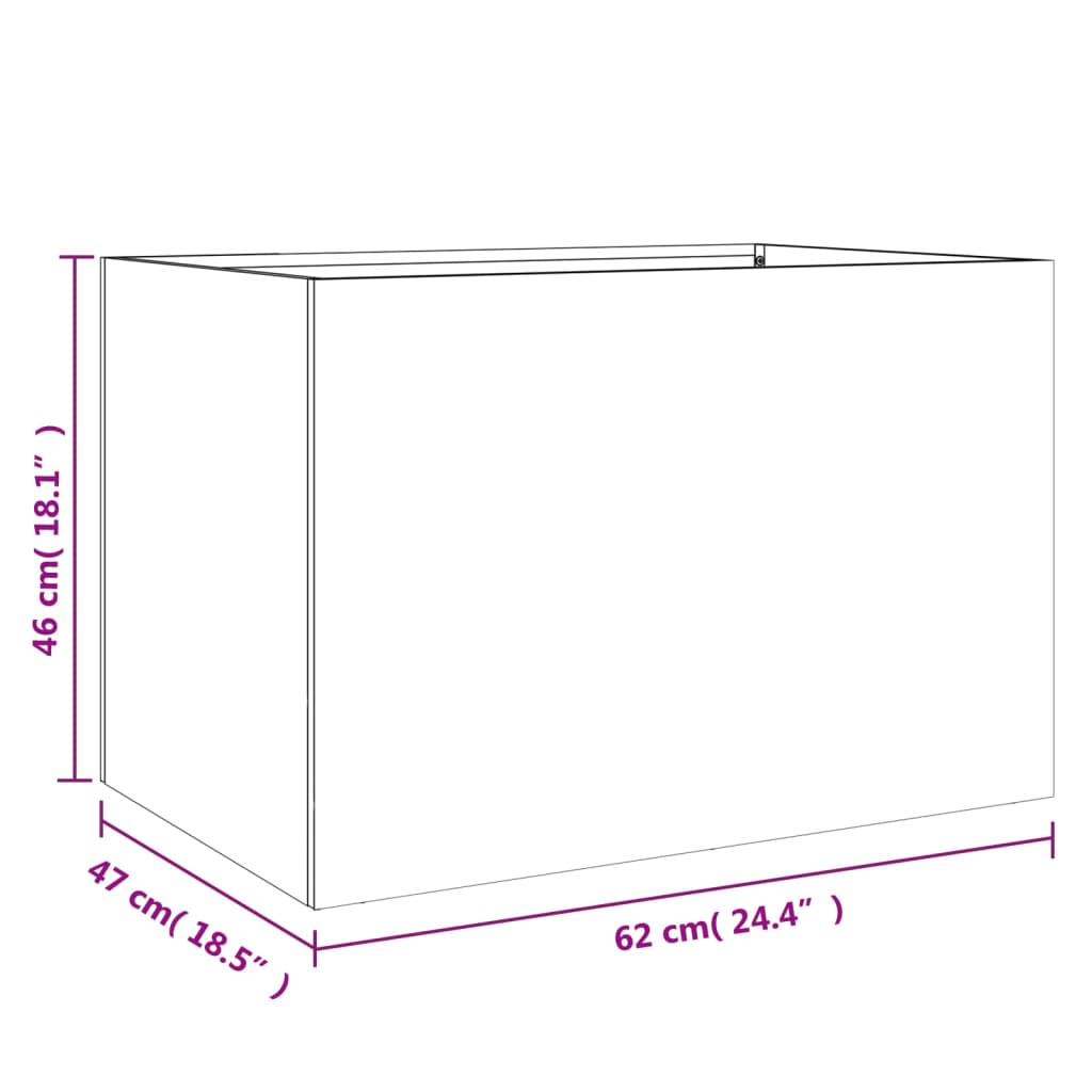 vidaXL Donica, oliwkowa, 62x47x46 cm, stal