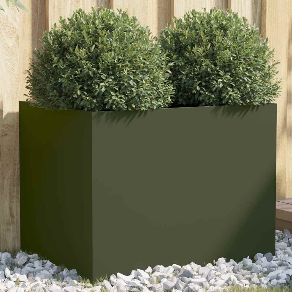 vidaXL Donica, oliwkowa, 62x47x46 cm, stal