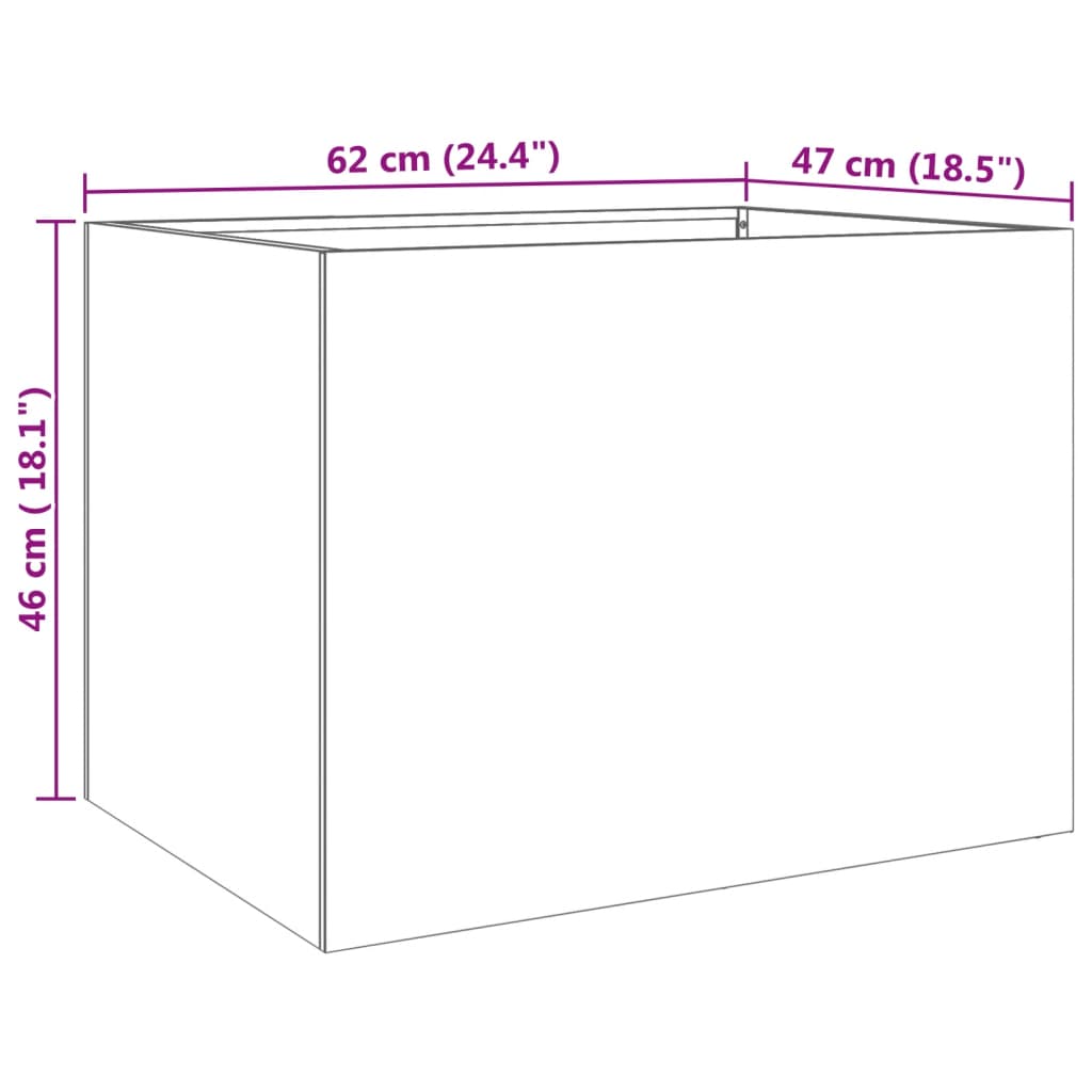 vidaXL Donica, srebrna, 62x47x46 cm, stal nierdzewna