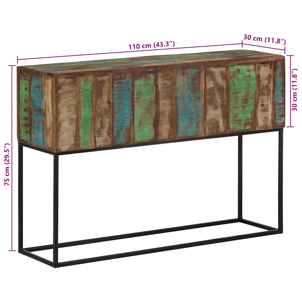 vidaXL Stolik konsolowy, 110x30x75 cm, lite drewno z odzysku i żelazo
