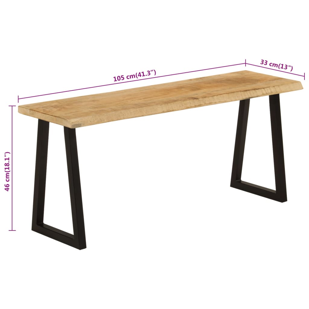 vidaXL Ławka z naturalną krawędzią drewna, 105 cm, lite drewno mango
