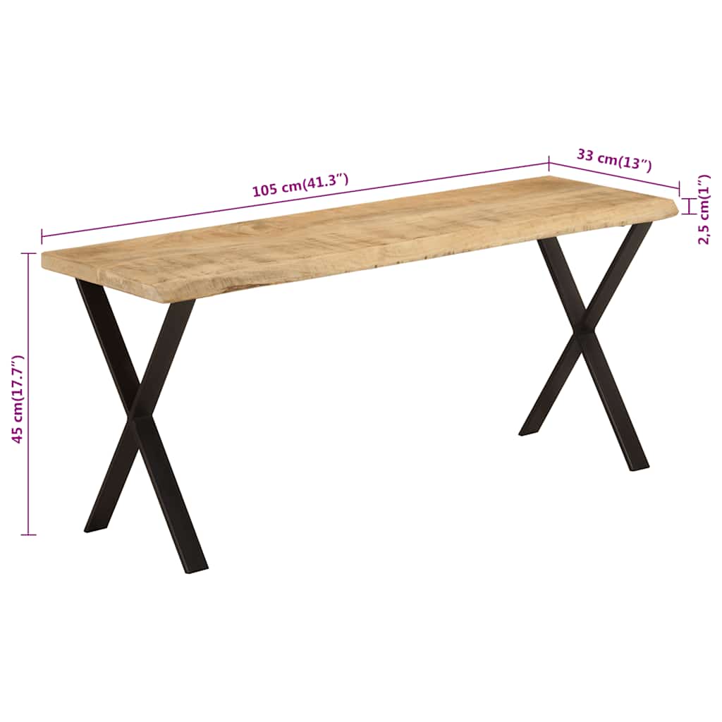 vidaXL Ławka z naturalną krawędzią drewna, 105 cm, lite drewno mango