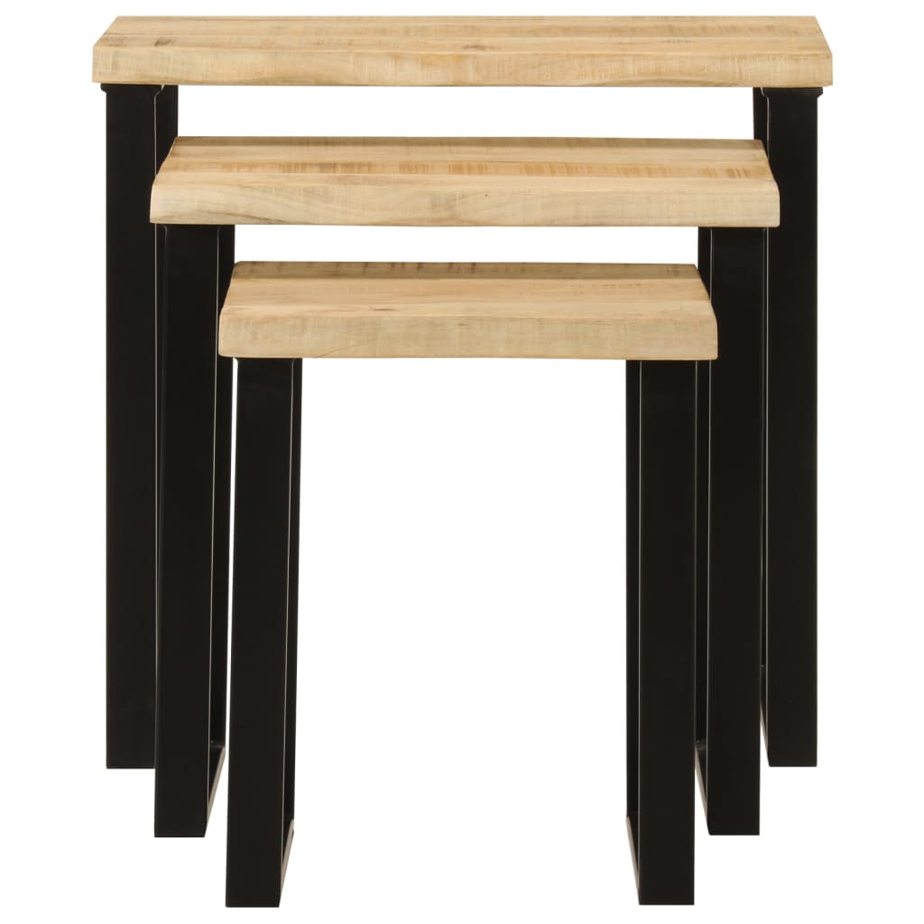 vidaXL Stoliki zsuwane, 3 szt., naturalna krawędź, lite drewno mango