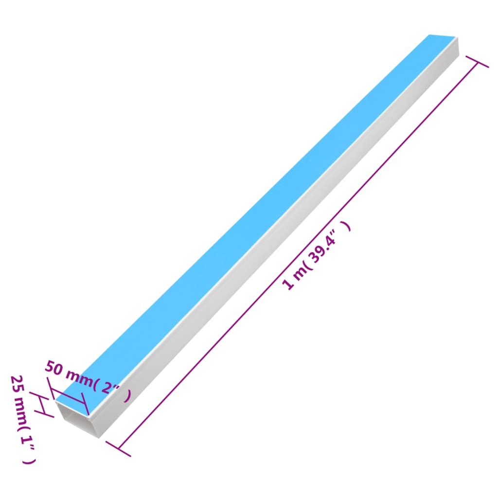vidaXL Kanał elektroinstalacyjny, samoprzylepny, 50x25 mm, 10 m, PVC