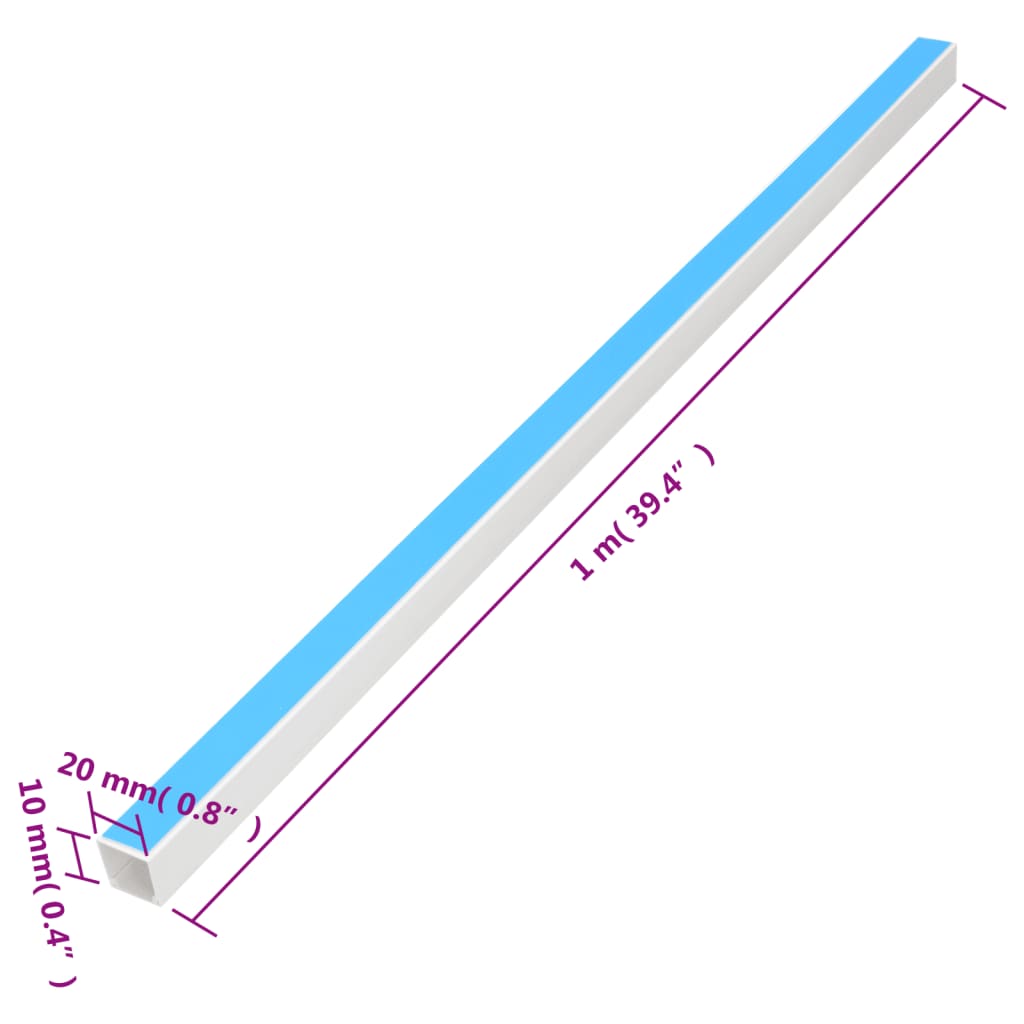 vidaXL Kanał elektroinstalacyjny, samoprzylepny, 20x10 mm, 30 m, PVC