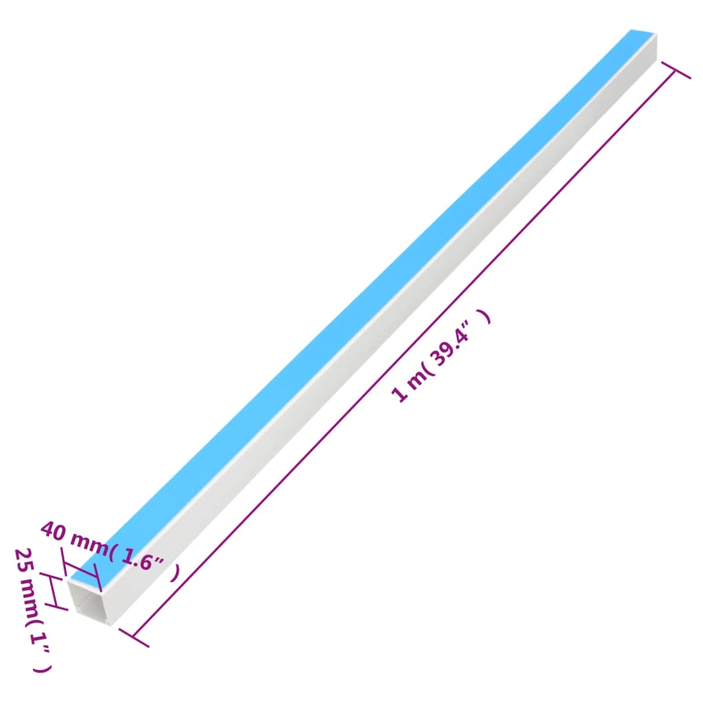 vidaXL Kanał elektroinstalacyjny, samoprzylepny, 40x25 mm, 30 m, PVC