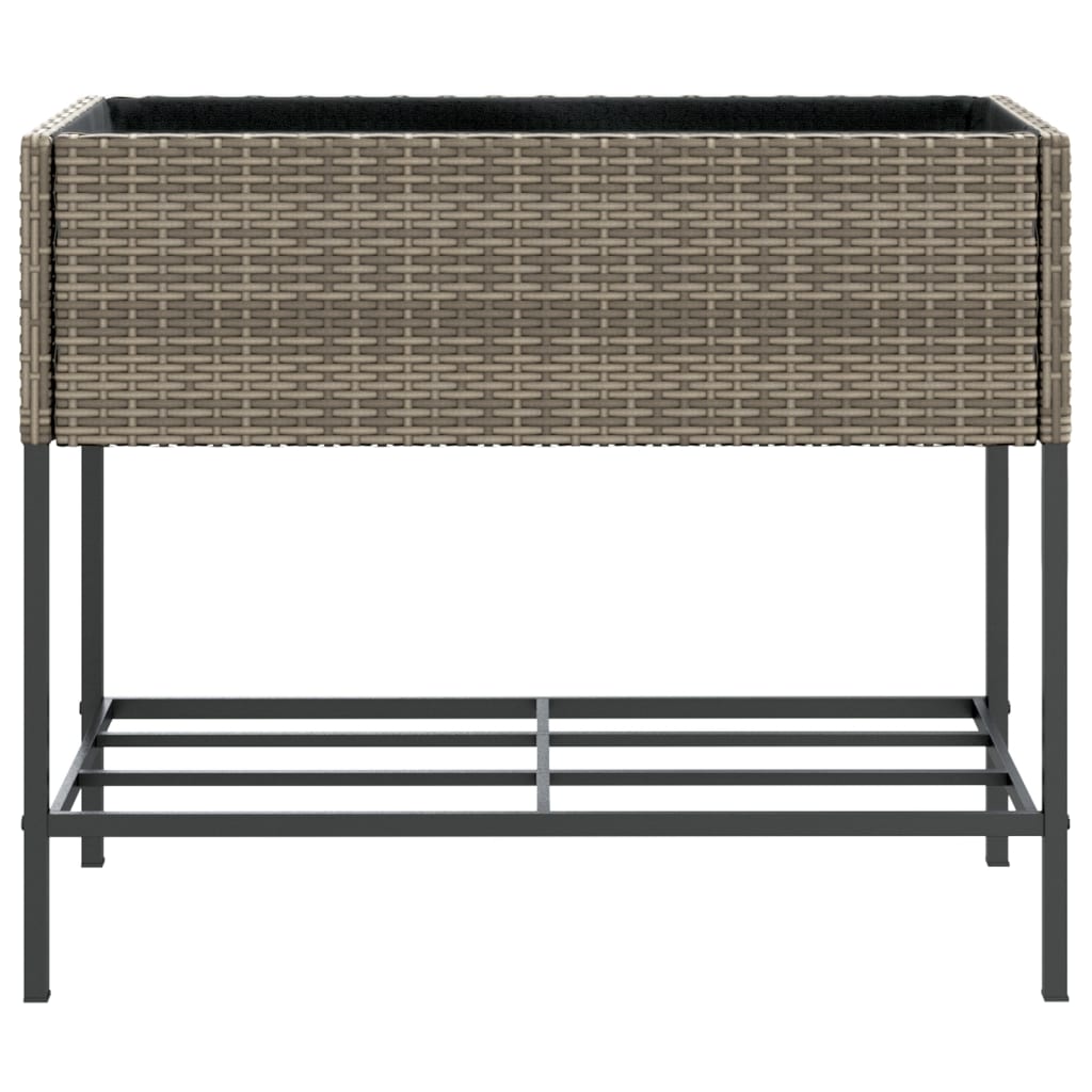 vidaXL Donice ogrodowe z półką, 2 szt., szare, 90x40x75 cm, polirattan