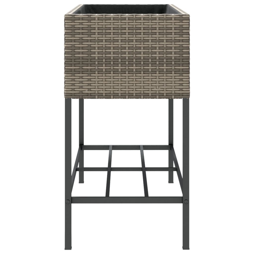 vidaXL Donice ogrodowe z półką, 2 szt., szare, 90x40x75 cm, polirattan