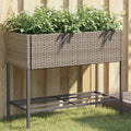 vidaXL Donice ogrodowe z półką, 2 szt., szare, 90x40x75 cm, polirattan