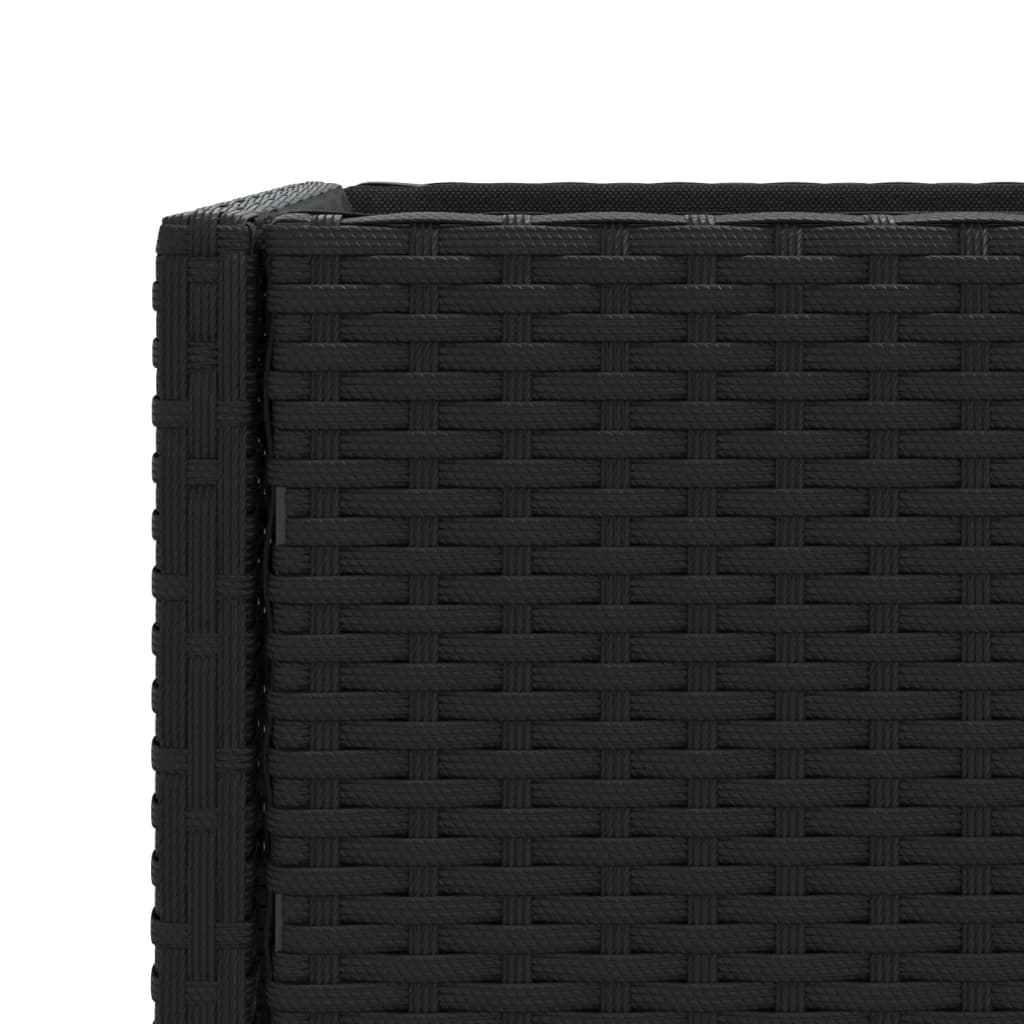 vidaXL Donice ogrodowe z półką, 2 szt, czarne, 70x28x70 cm, polirattan