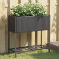 vidaXL Donice ogrodowe z półką, 2 szt, czarne, 70x28x70 cm, polirattan