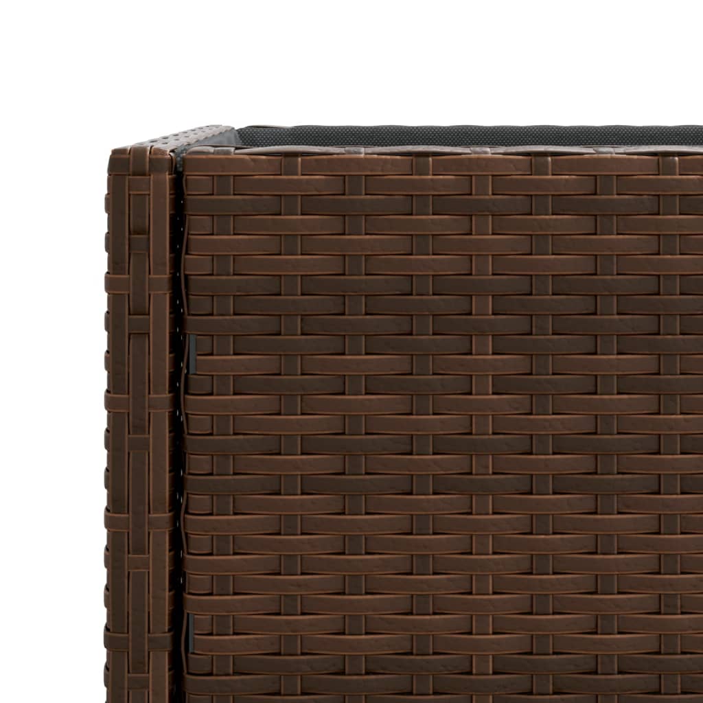 vidaXL Donice ogrodowe z półką, 2 szt., brąz, 70x28x70 cm, polirattan