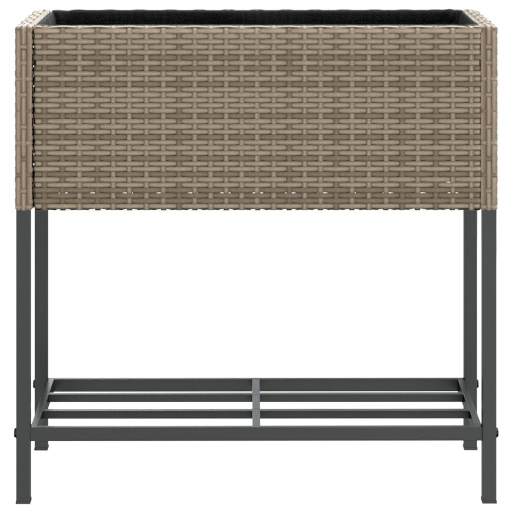 vidaXL Donice ogrodowe z półką, 2 szt., szare, 70x28x70 cm, polirattan