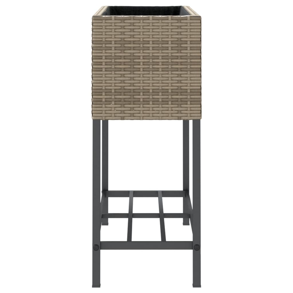 vidaXL Donice ogrodowe z półką, 2 szt., szare, 70x28x70 cm, polirattan