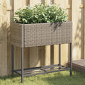 vidaXL Donice ogrodowe z półką, 2 szt., szare, 70x28x70 cm, polirattan