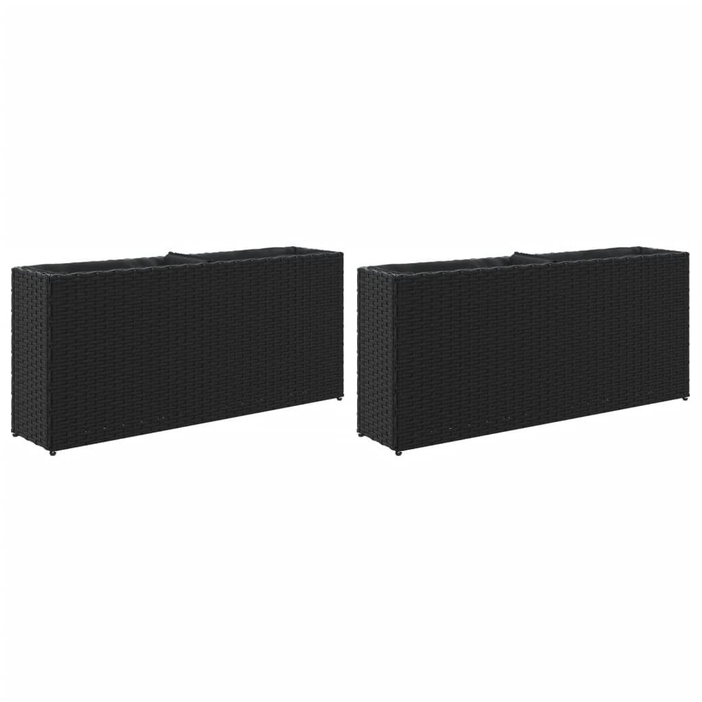 vidaXL Donice ogrodowe z 2 wkładami, 2 szt., czarne, 90x20x40 cm