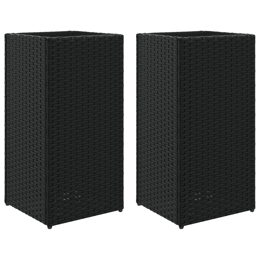 vidaXL Donice ogrodowe, 2 szt., czarne, 30x30x60 cm, rattan PE