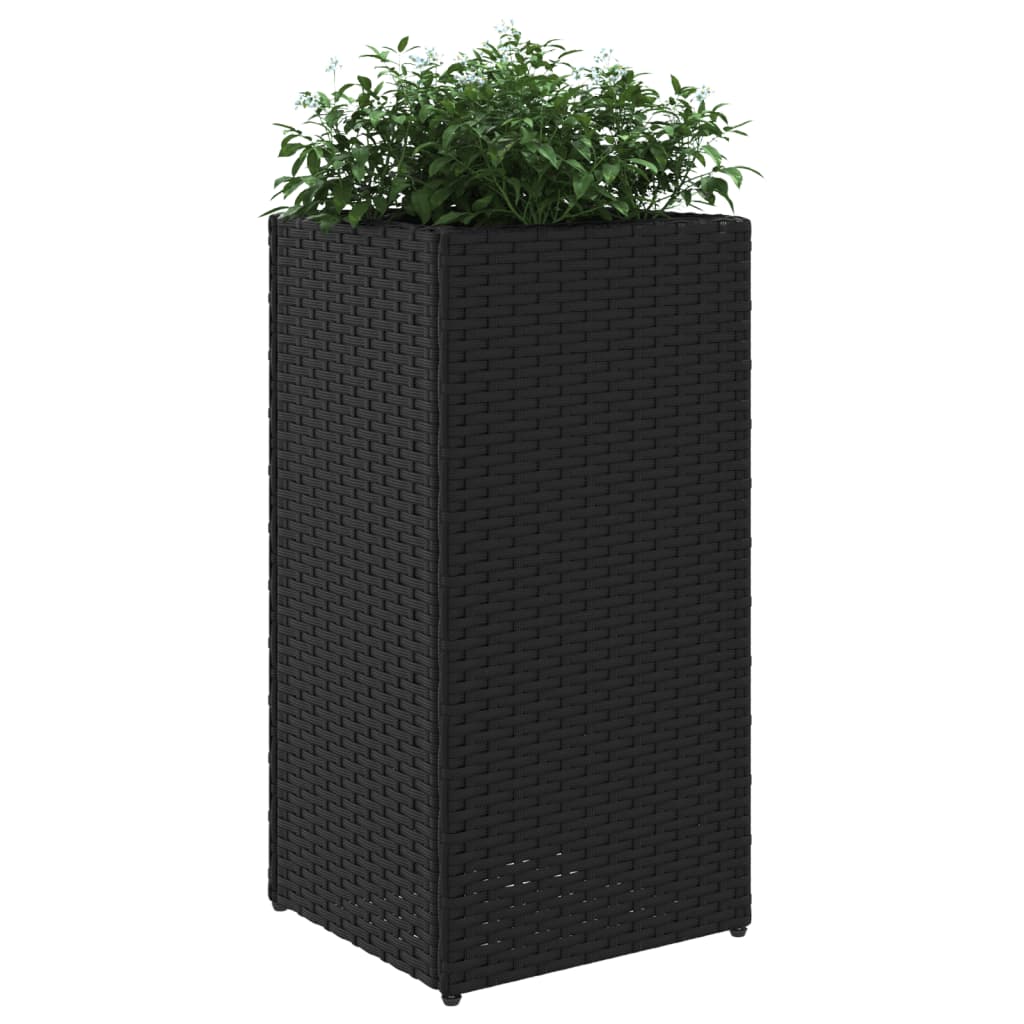 vidaXL Donice ogrodowe, 2 szt., czarne, 30x30x60 cm, rattan PE