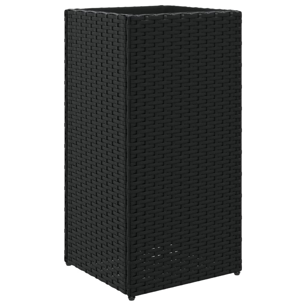 vidaXL Donice ogrodowe, 2 szt., czarne, 30x30x60 cm, rattan PE