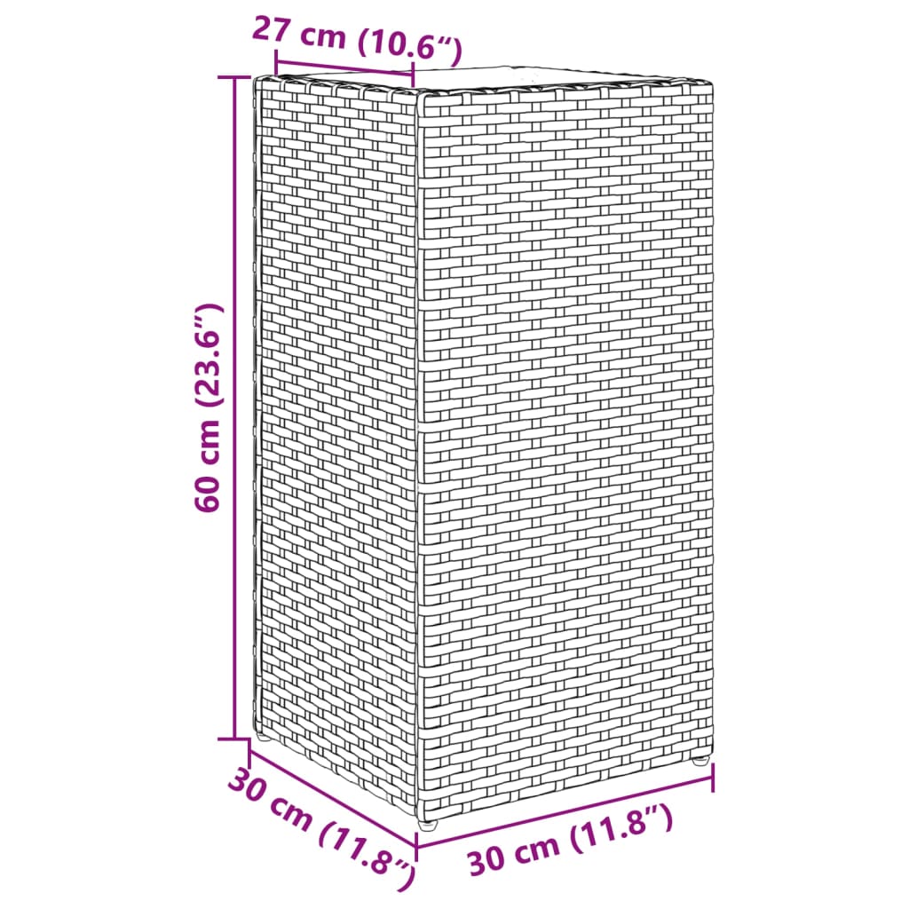 vidaXL Donice ogrodowe, 2 szt., czarne, 30x30x60 cm, rattan PE