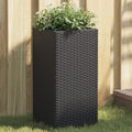 vidaXL Donice ogrodowe, 2 szt., czarne, 30x30x60 cm, rattan PE
