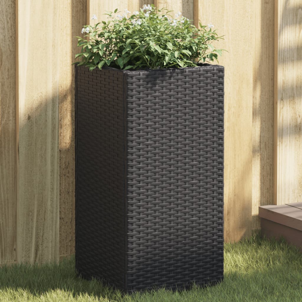 vidaXL Donice ogrodowe, 2 szt., czarne, 30x30x60 cm, rattan PE