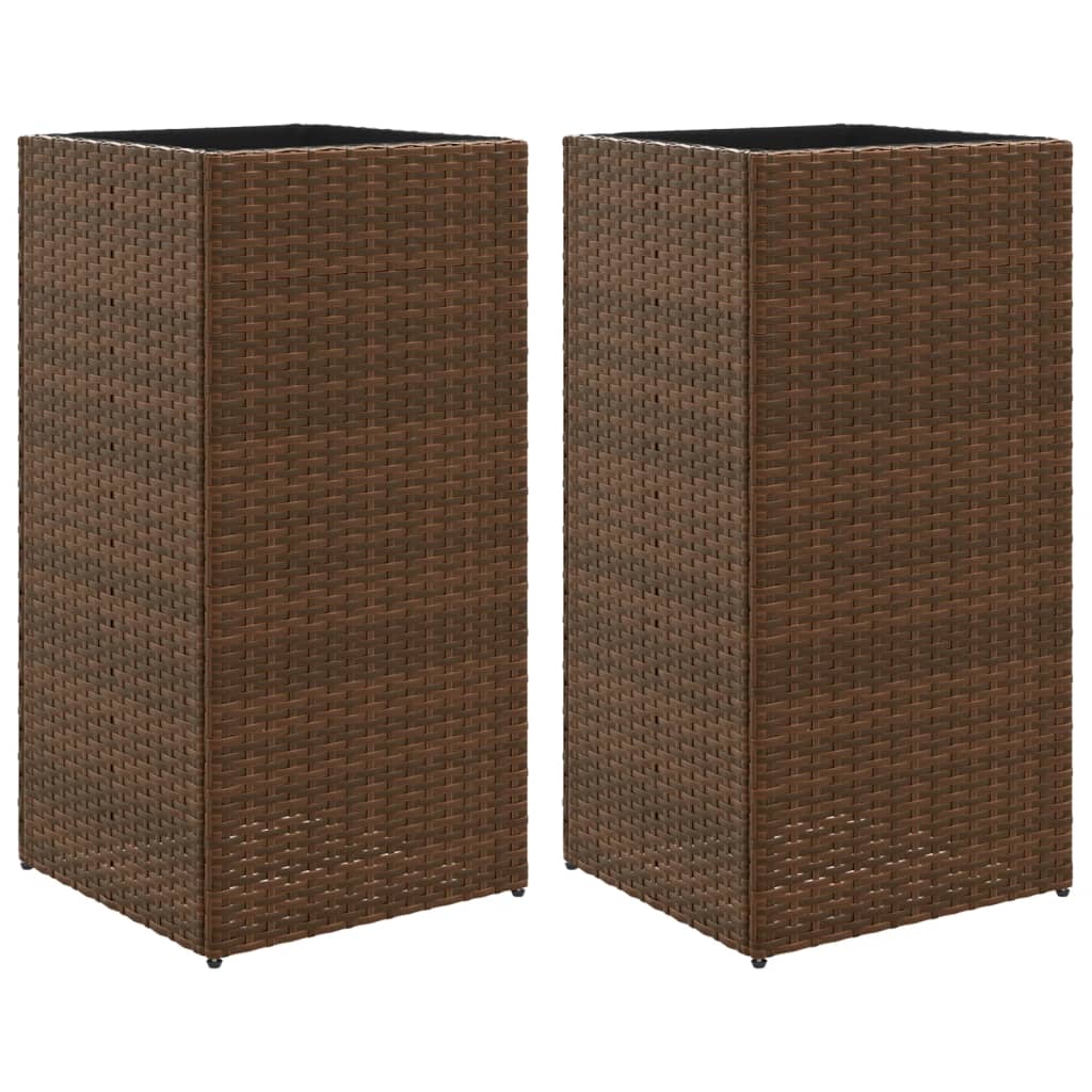 vidaXL Donice ogrodowe, 2 szt., brązowe, 40x40x80 cm, rattan PE